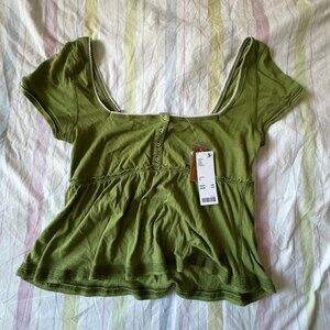 BDG Brittney Square Neck Henley Babydoll Tee